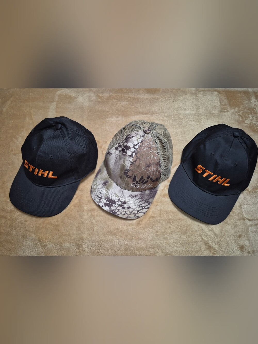 New! 3x STIHL Kryptek Camo and Iconic Black Hats Cap Bundle